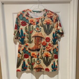 Cactus and Boot Print T-Shirt
